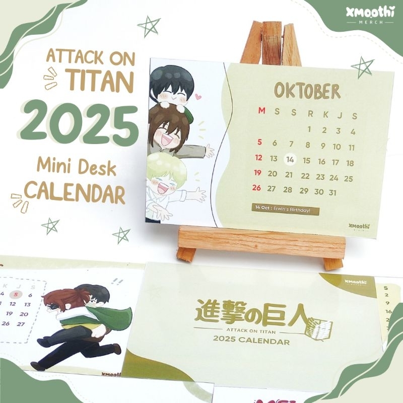 

KALENDER ATTACK ON TITAN 2025 - KALENDER ANIME 2025 - AOT MINI DESK AESTHETIC CALENDAR - KALENDER MEJA ANIME - AOT FINAL SEASON 4