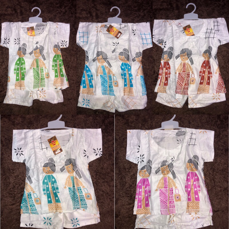 SETELAN BATIK ANAK PEREMPUAN PUTIH TEJO UMUR 6 BULAN - 4 TAHUN 100RBan 5PCS | SETELAN BATIK BABY | S