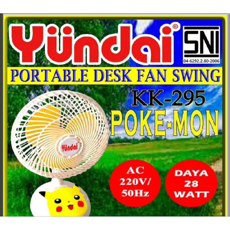 Desk Fan Yundai KK-295 | Kipas angin meja KK295 8 Inch karakter pokemon