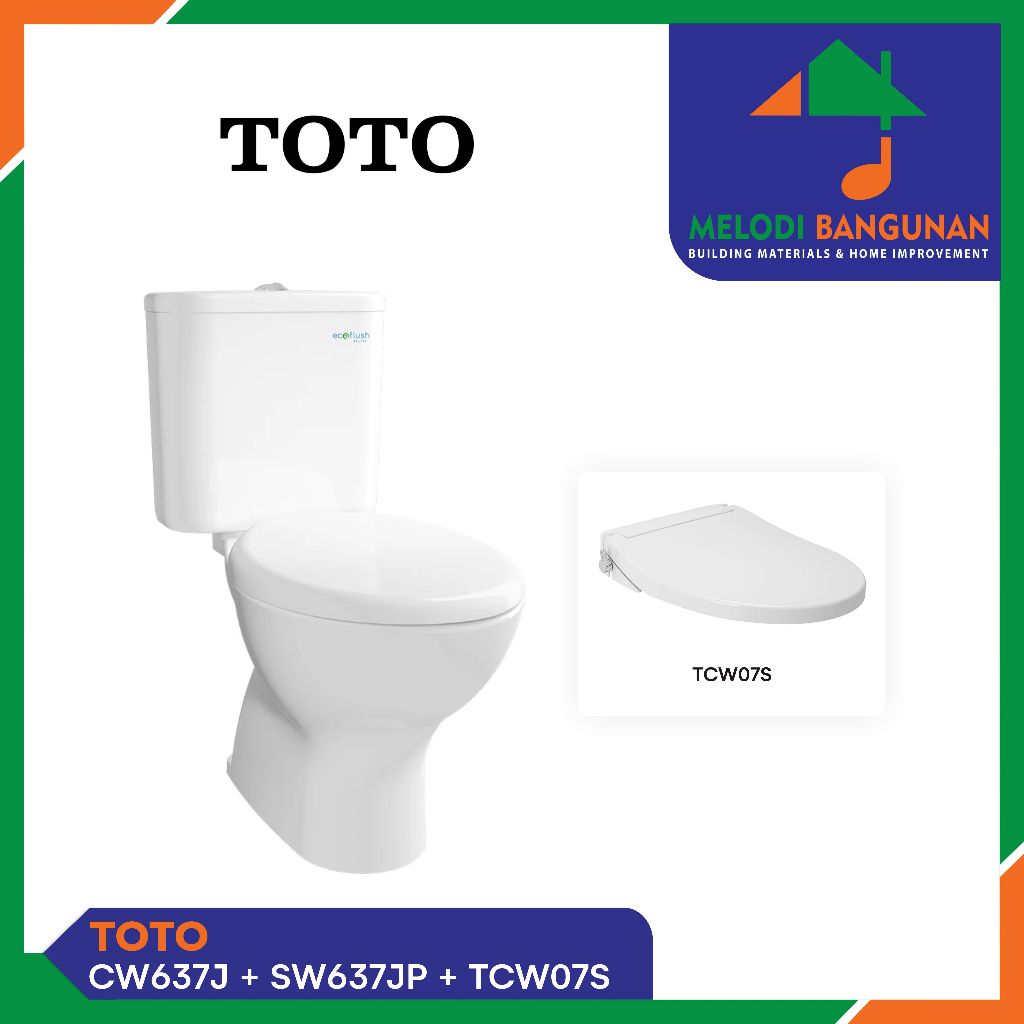 Toto - Closet + Kloset + Toilet Duduk Eco Washer Cw 637 J Cw637J Dual Flush