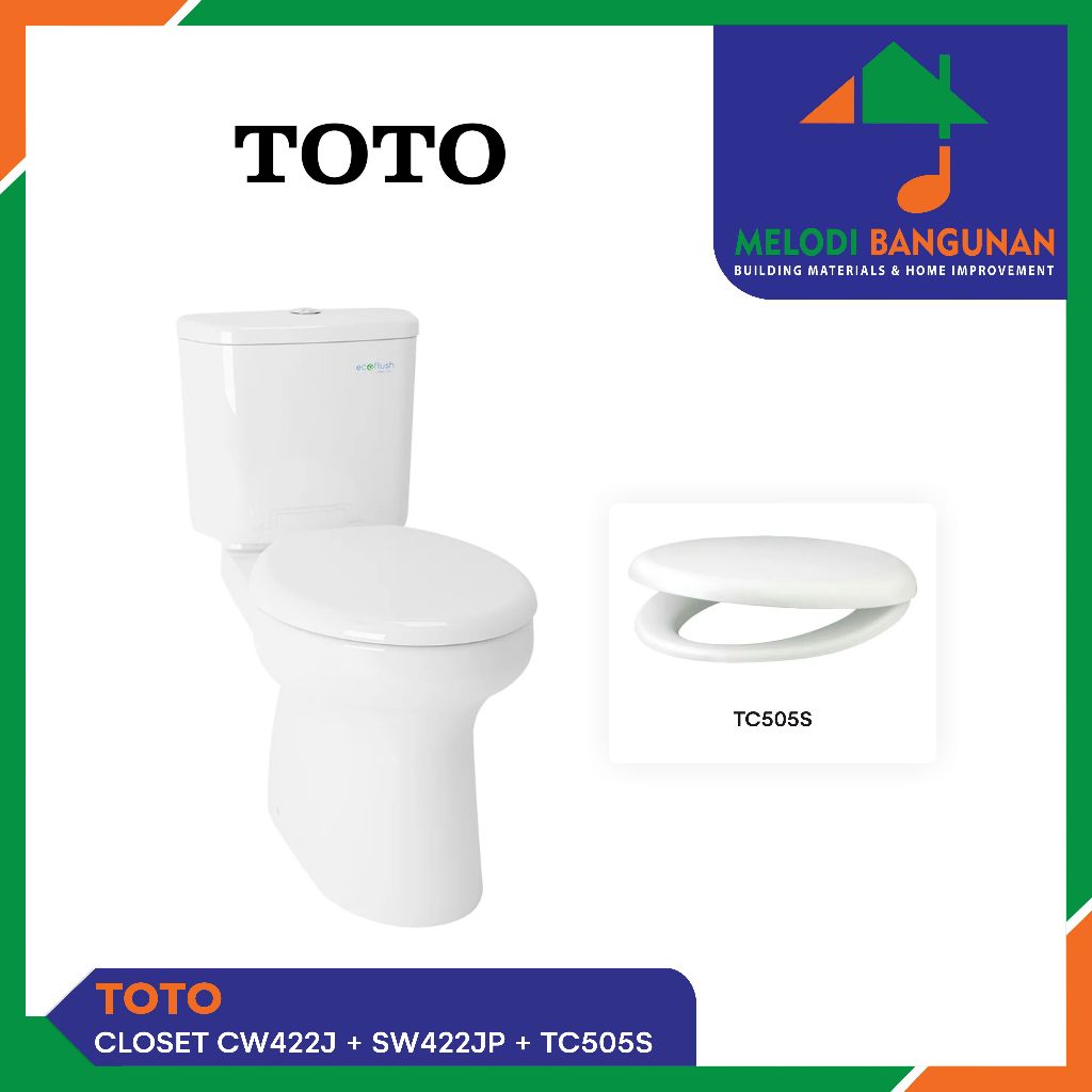 Toto - Closet + Kloset + Toilet Duduk Cw422J Sw422Jp / Cw 422 J Sw Jp Tc505S