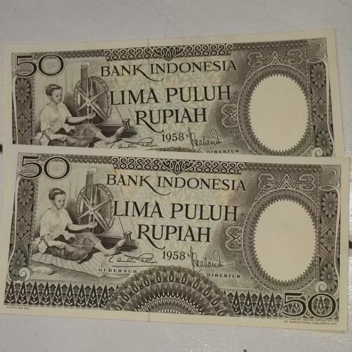 UIG25  uang kertas Kuno 50 Rupiah Tahun 1958