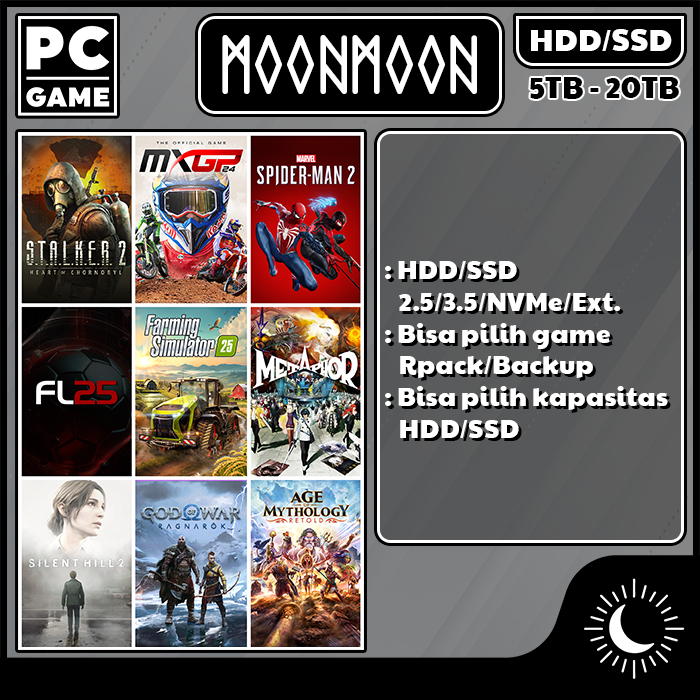 SSD/HDD Solid State Drive/Harddisk External/Internal 2.5, 3.5 & NVMe 5TB - 20TB Isi PC Game