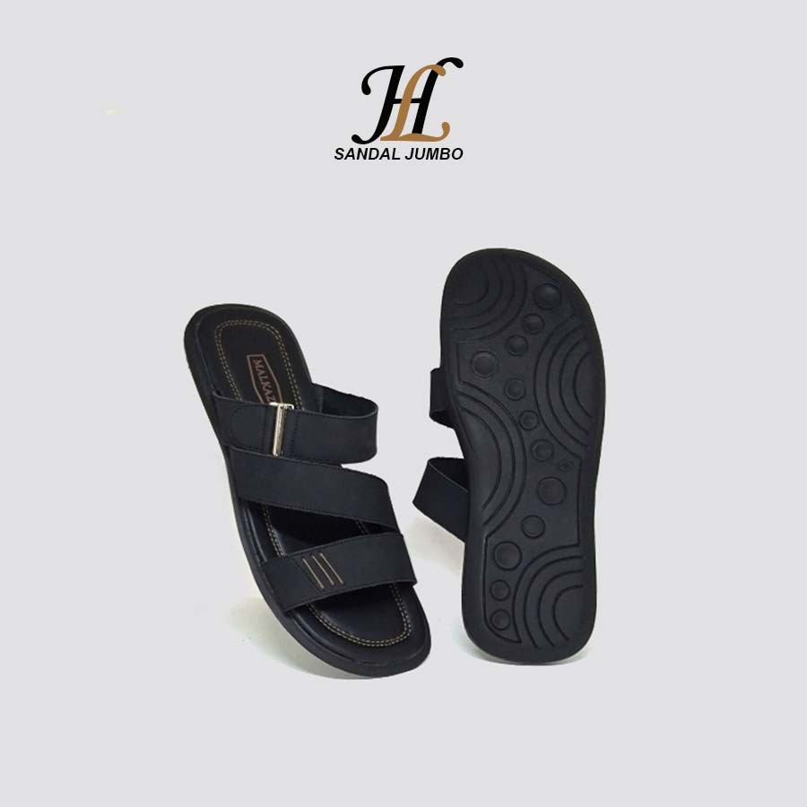Big size 44-48 Sandal pria slide kulit mode 3 strap- sendal Anti slip jumbo
