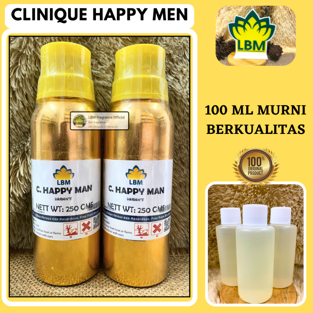 Bibit Parfum Clinique Happy Man 100 ML MURNI LBM FRAGRANCE - Bibit Parfum Clinik Happy Man 100 ML Mu