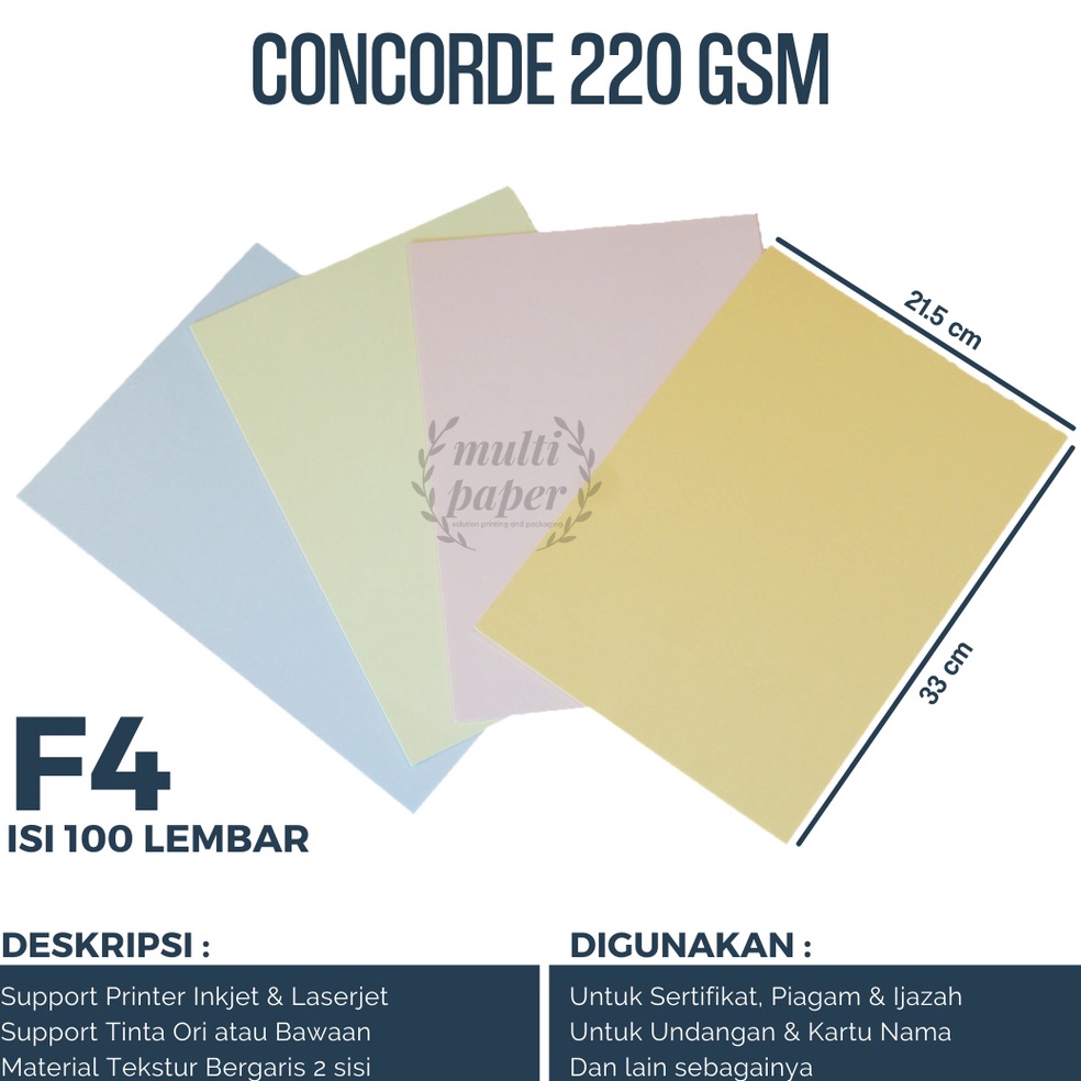 

k8Seller Concorde F4 22 gr isi 1 lembar Kertas Piagam F4 Concorde F4 I88