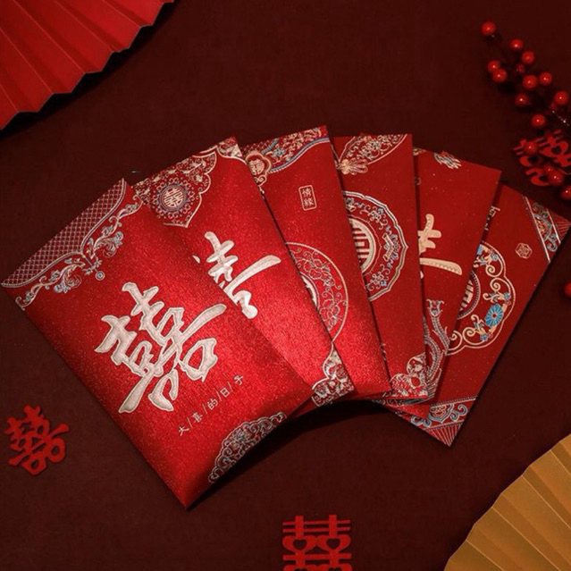 

Joyful 2pcs Angpao Wedding BESAR JUMBO / Angpau Wed Merah Tebal / Amplop Pernikahan Shuangxi Besar / Big Red Pocket Envelope Wedding / Angpao Hi Couple Nikahan Lamaran Hantaran / Ampao Happy Wedding