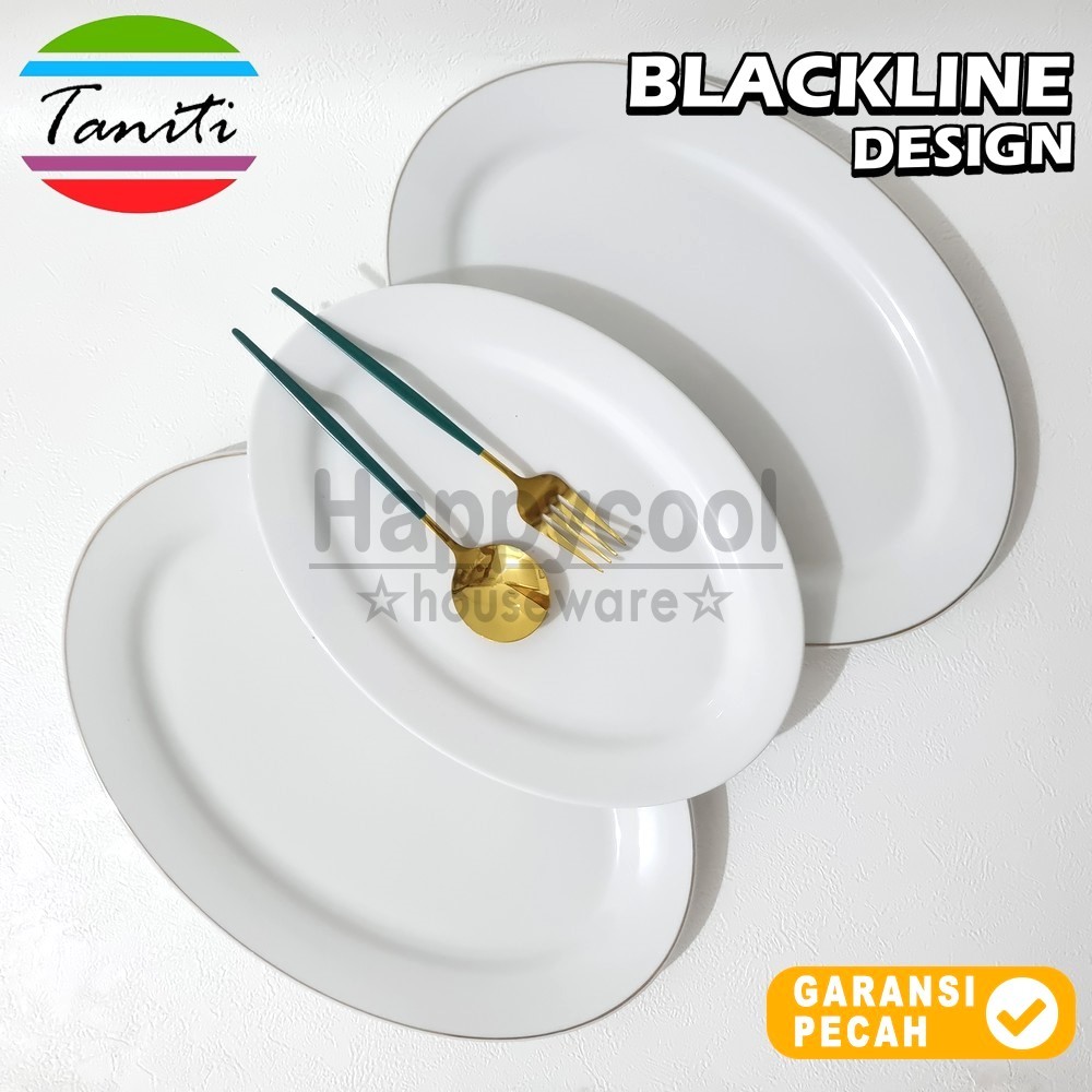 TANITI 1pcs Piring Keramik Oval 12in Polos / Lis Mas Piring Ceper Oval Piring Sajian 30cm