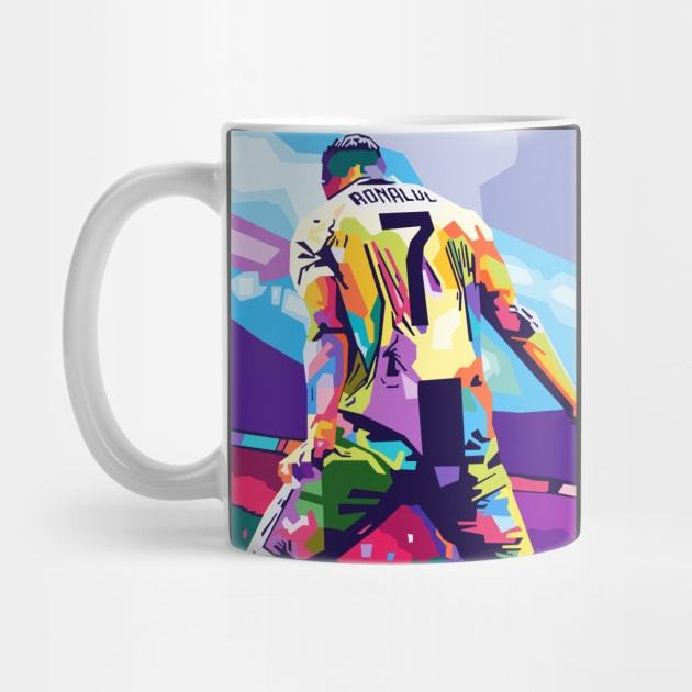 Mug Gelas | Hadiah | Hampers | Cristiano Ronaldo Celebration Wpap Pop Art Cristiano Ronaldo Mug