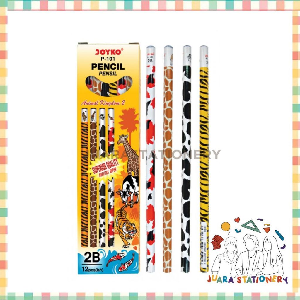 

[LUSIN] Pensil Joyko P-101 2B Animal Kingdom Satuan Pecil Pensil (87) / pensil 2b / pensil joyko / pensil 2b joyko / pensil tulis / pensil gambar / pensil 2b 1 pak / pensil murah / pensil joyko 1 pack / pensil 1 pack pensil joyko 2b 1 pak / pensil joyco