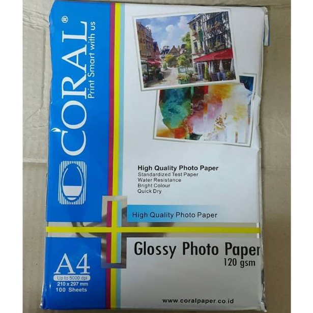 

u5 Bestseller KERTAS FOTO GLOSSY A4 12 GSM CORAL GLOSSY PHOTO PAPER V77