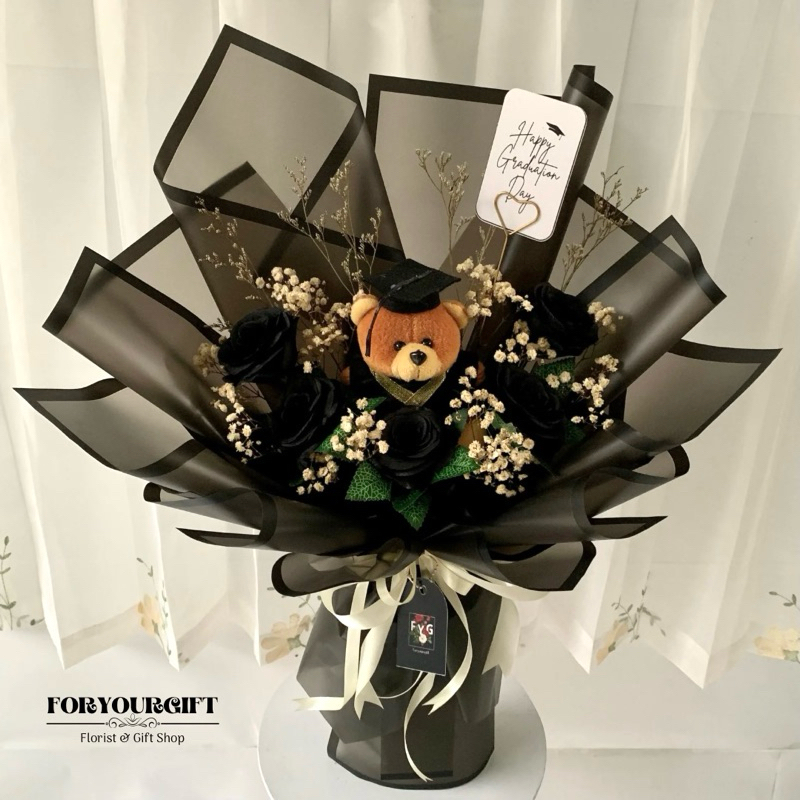 BUKET BUNGA PREMIUM/BUKET COWOK/BUKET MAWAR HITAM/