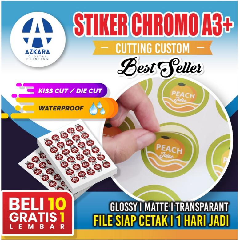 

CETAK STIKER CHROMO CUTTING A3+ ( SEHARIJADI )