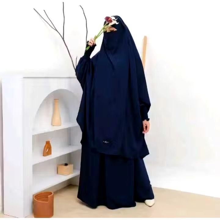 Gamis Mecca Haji Umroh Set French Khimar Rok Cadar Syar’i crinkle airflow