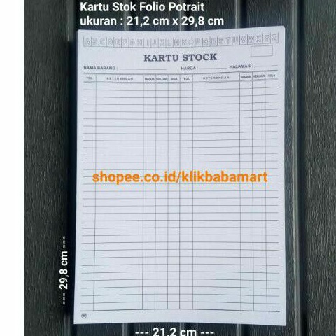 

e7 Best Seller KARTU STOK FOLIO PORTRAIT KARTU PERSEDIAAN BARANG INVENTORY GUDANG ISI 1 LEMBAR G63