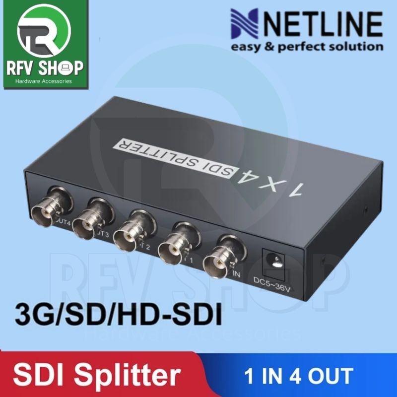 SDI Splitter 1x4 1 input to 4 output support 3G / SD / HD-SDI NETLINE