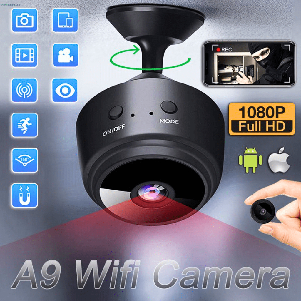PUSAT A9 Taffware Camera CCTV Mini WiFi jarak jauh lewat hp tanpa kabel tersembunyi IP 1080P