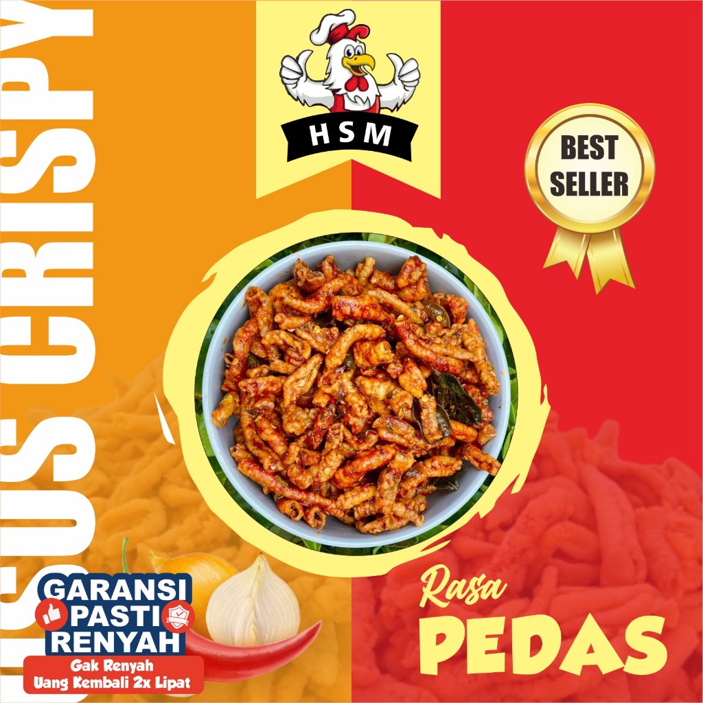 

USUS CRISPY - HSM - KRIPIK USUS snack TERMURAH rasa PEDAS BALADO JERUK 50 gram