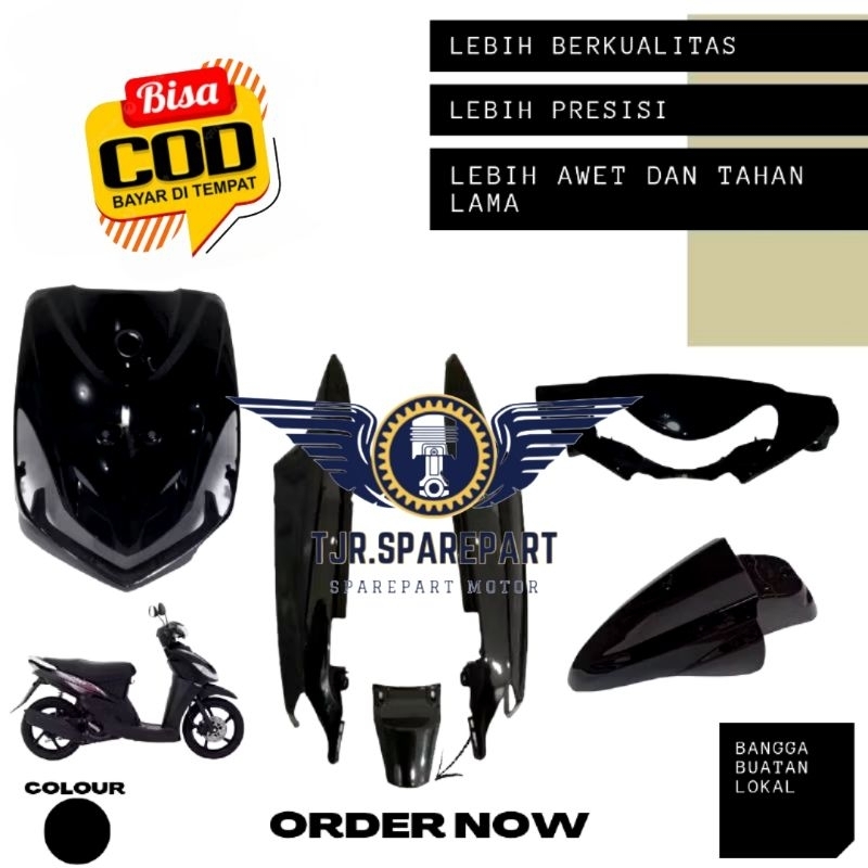 Fullset Cover Full Body Halus Yamaha Mio Smile Warna Hitam / Cover Body Mio Smile
