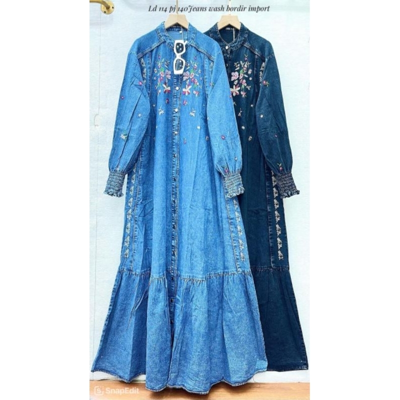 Gamis jeans bordir import