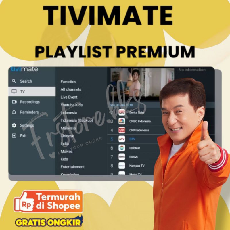 TIVIMATE TVMATE IPTV PLAYER CHANNEL PLAYLIST PREMIUM/STB/HP/PROYEKTORANDRO