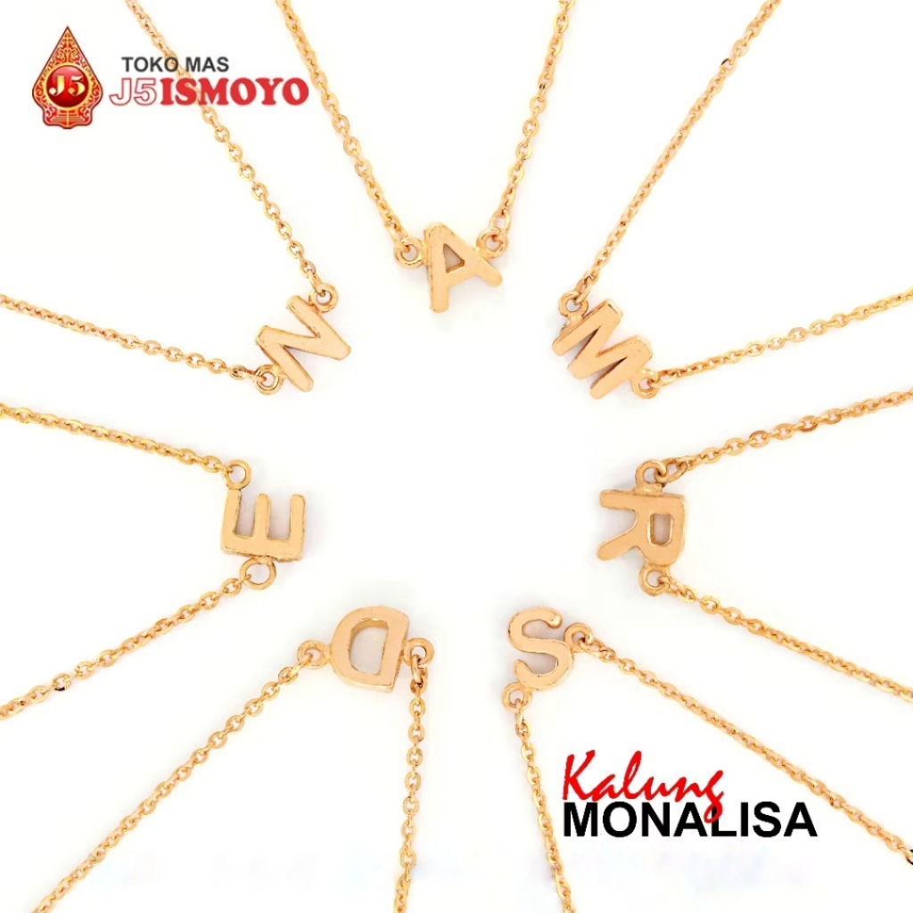 Kalung Emas 10 Karat Model Choker Huruf Monalisa J5 Ismoyo