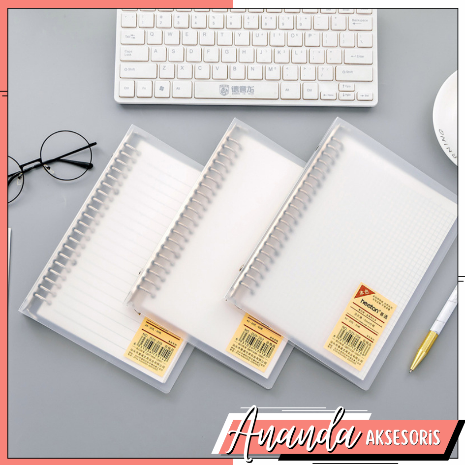 

A5 Binder Buku Binder Polos Aesthetick Transparan Hitam Putih Notebook Aesthetic Korean Binder