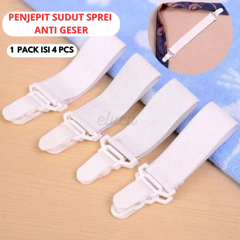 Pengait Sprei Ujung Kasur Anti Geser Set Isi 4pcs Penjepit Sprey Springbed Bed Cover Jepitan Sprei U