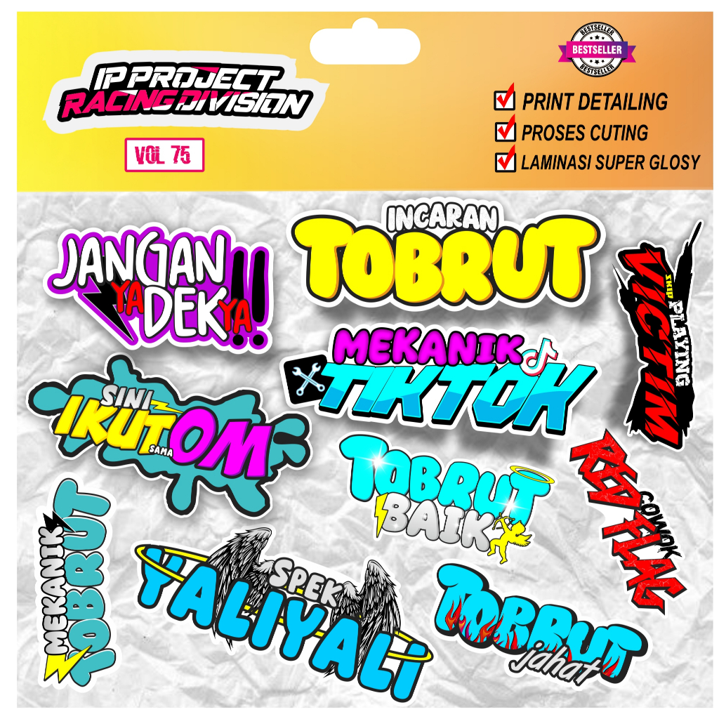 

STIKER PACK TOBRUT MEKANIK ΤΙΚΤΟΚ ΜΕΚΑΝΙΚ TOBRUT ISI 10 PCS IP