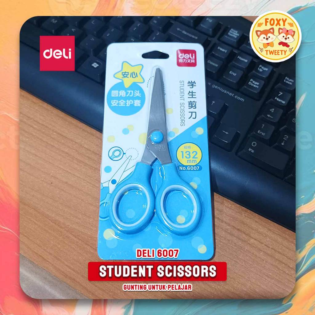 

Gunting Kertas Stainless Steel Pegangan Nyaman 6007 / Deli Scissors Comfort Grip Pink Blue