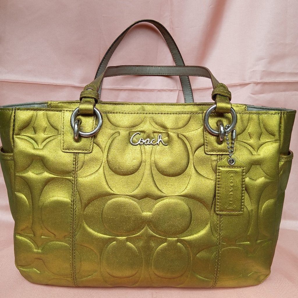 COACH Tote Bag Pattern Leather REPAINT  | medium | Gold | Fafa Preloved Store