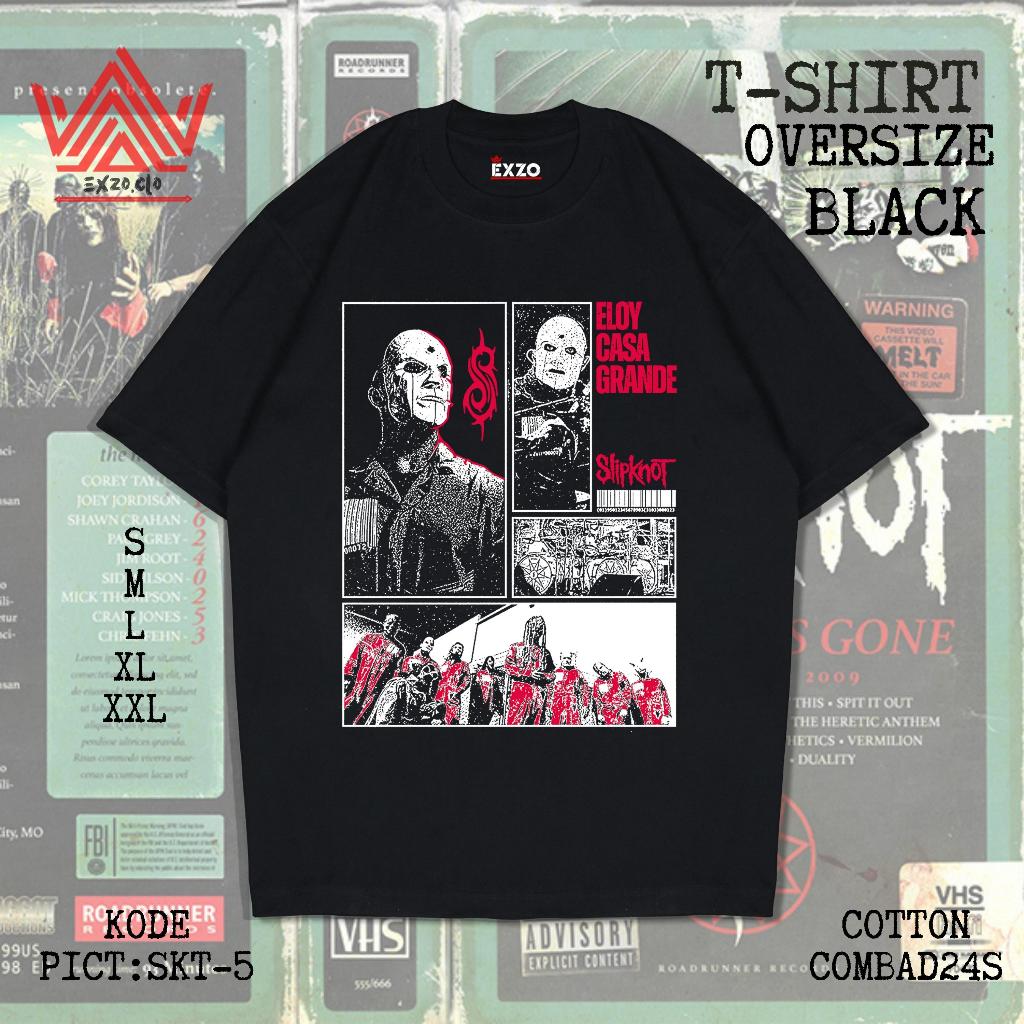 EXZO kaos SLIPKNOT BLACK OVERSIZE |COTTON COMBED24S| BAJU POLOS BERGAMBAR SLIPKNOT T-SHIRT