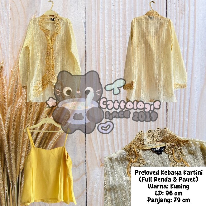 PRELOVED KEBAYA KARTINI KUNING FULL PAYET (INCLUDE DALAMAN)