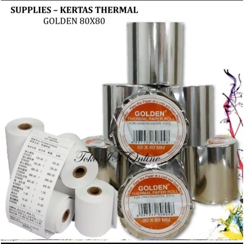 

KERTAS KASIR THERMAL STRUK 80x80mm MERK GOLDEN - UNTUK EPSON TM T82, MURAH -MURAH