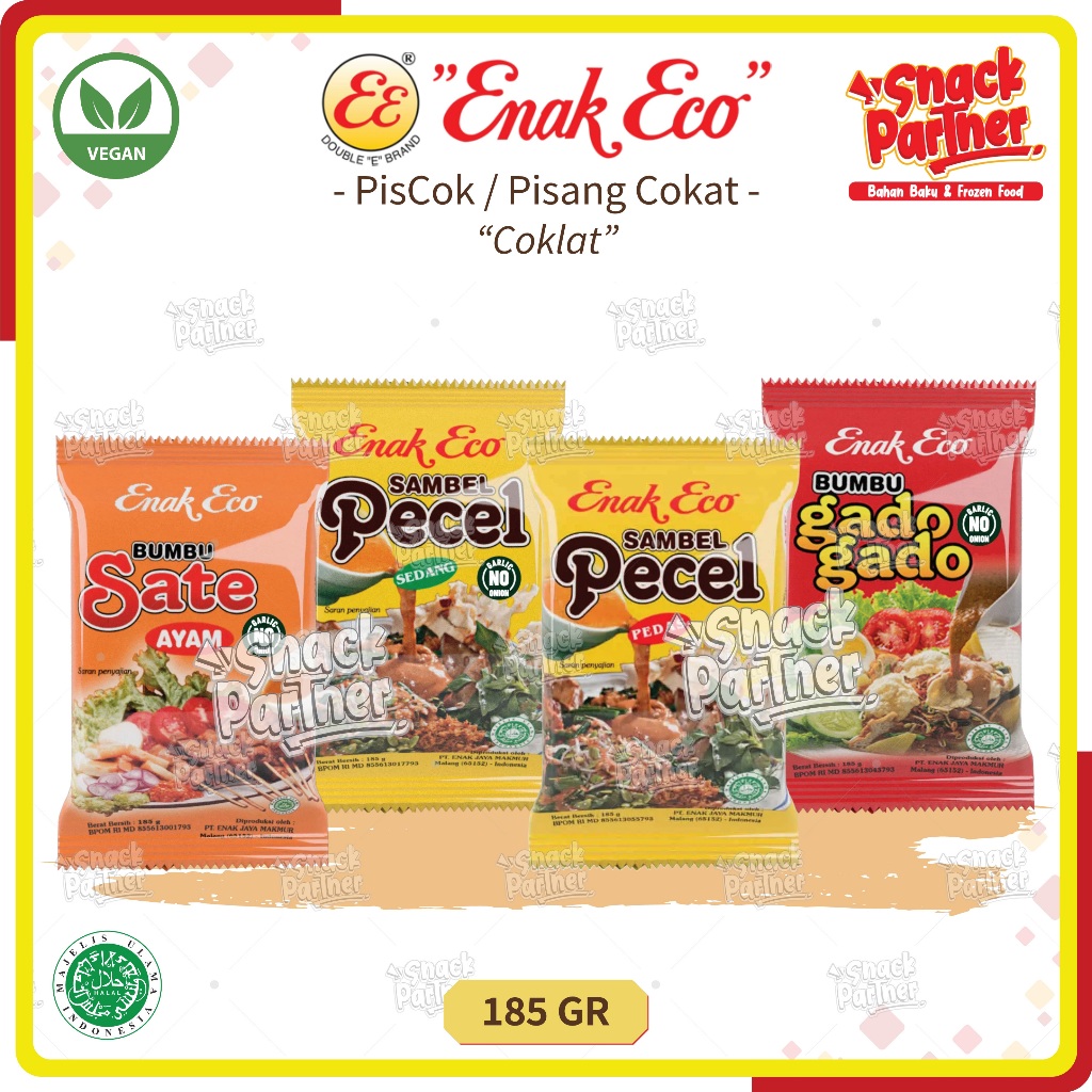 

ENAK ECO 185 GR / Balok - Bumbu Vegan Sate Sambel Sambal Pecel Pedas Gado Gado 185GR