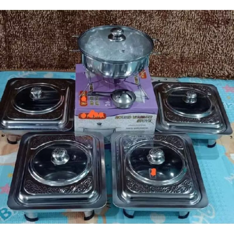 SET PRASMANAN STAINLESS/PRASMANAN BATIK 5 KOTAK 1 BOWL