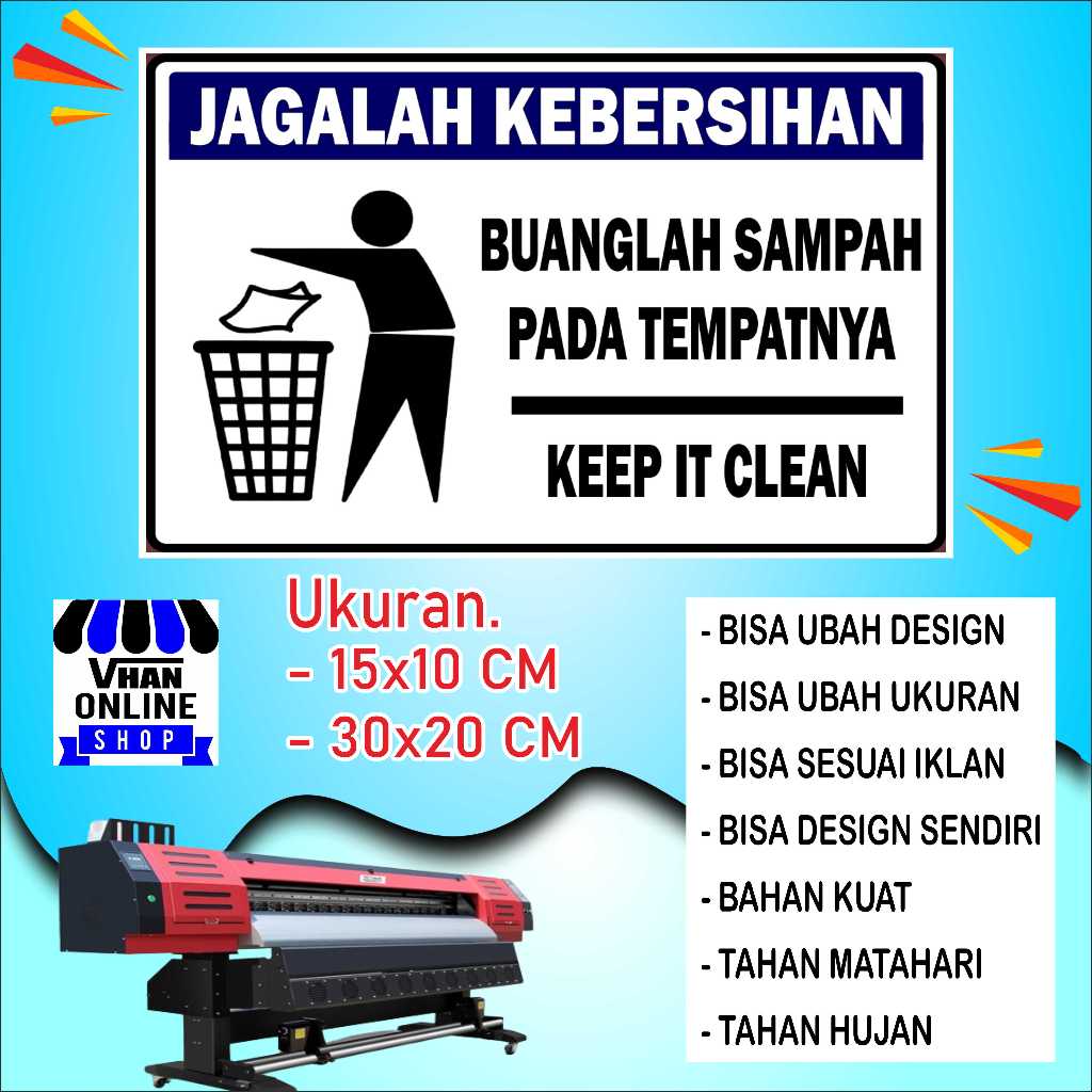 

Sticker Jagalah Kebersihan Dengan Bahan Tahan Air Biru