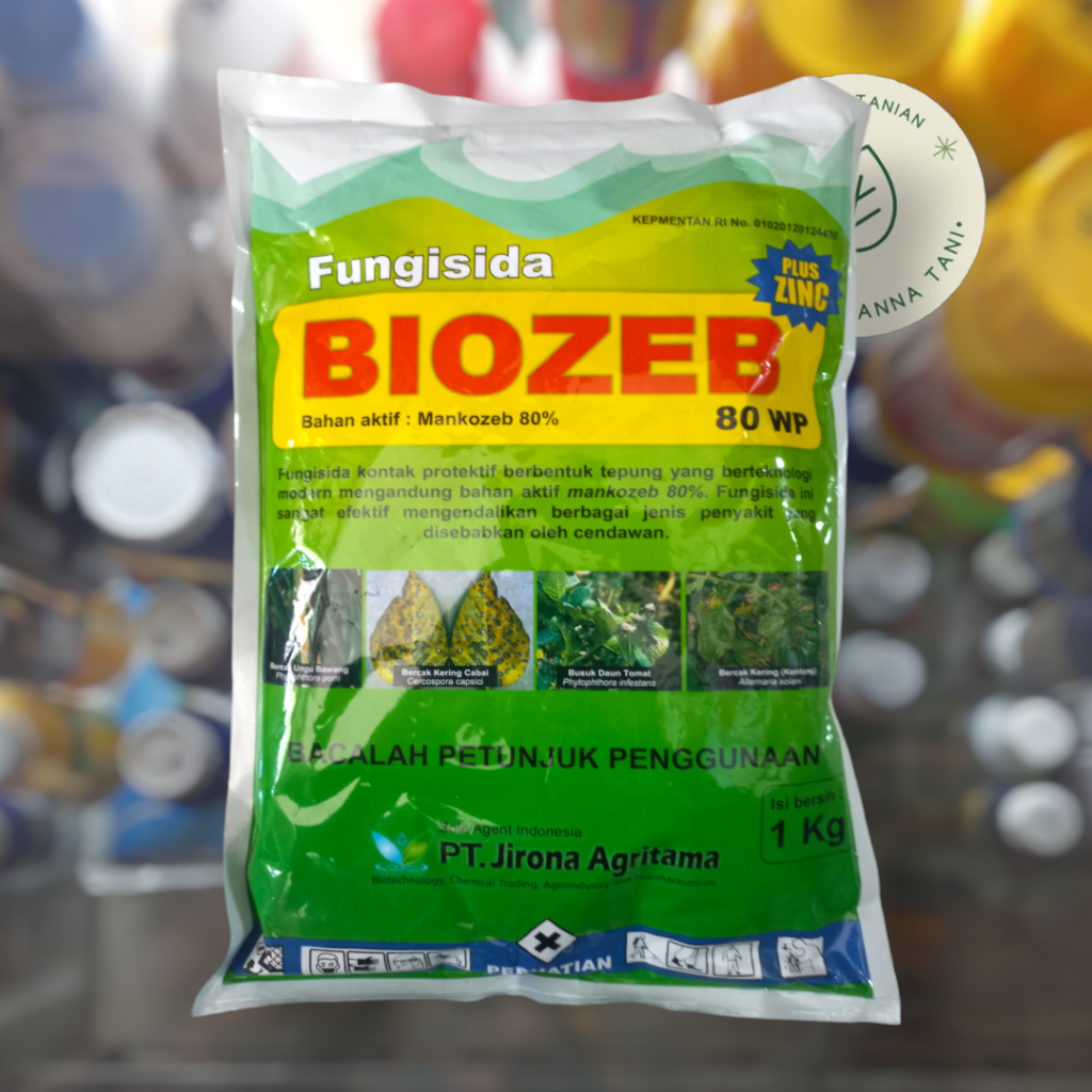 FUNGISIDA BIOZEB BIRU 80WP PLUS ZINC 1KG – PENGENDALI PENYAKIT CENDAWAN PADA TANAMAN