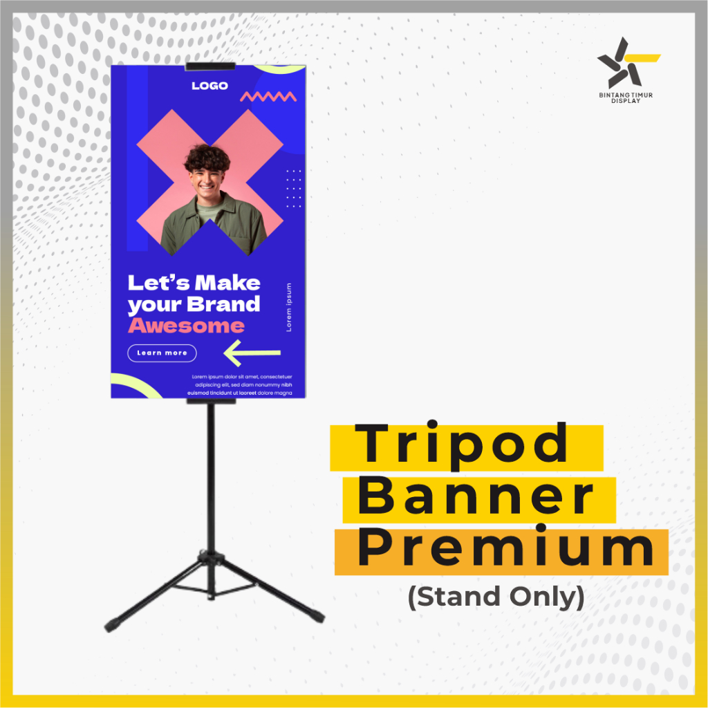 Tripod Banner / Tripod Stand Banner / Tripod Banner 2 Sisi Display Akrilik