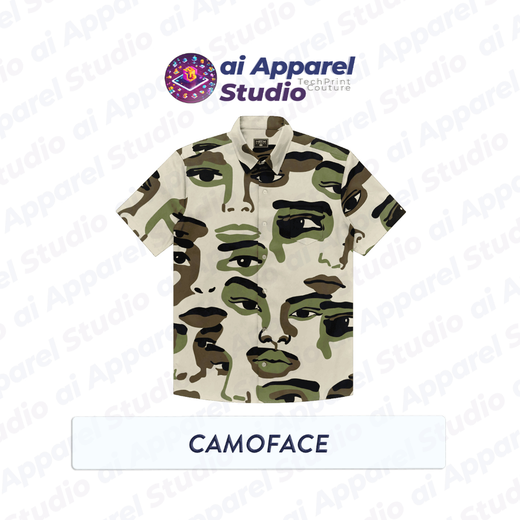 Kemeja Dewasa Lengan Pendek Premium - Ai Apparel Studio x NRDN - Camoface