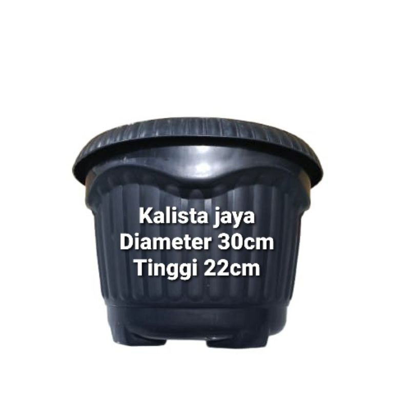 POT TANAMAN PLASTIK BULAT DAHLIA HITAM 30xm POT PLASTIK DAHLIA DIAMETER 30cm