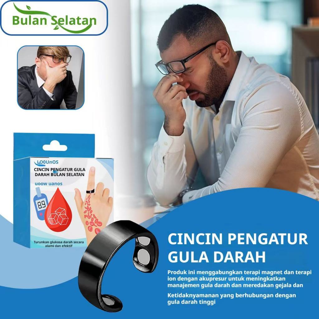 ⚡COD+Pengiriman 24 jam⚡Cincin pengontrol gula darah/cincin magnetik pengukuran gula darah kontrol perawatan kesehatan/pengontrol meteran glukosa darah diabetes/Cincin pengatur gula darah/cincin keseimbangan pengaturan perawatan tubuh/kesehatan