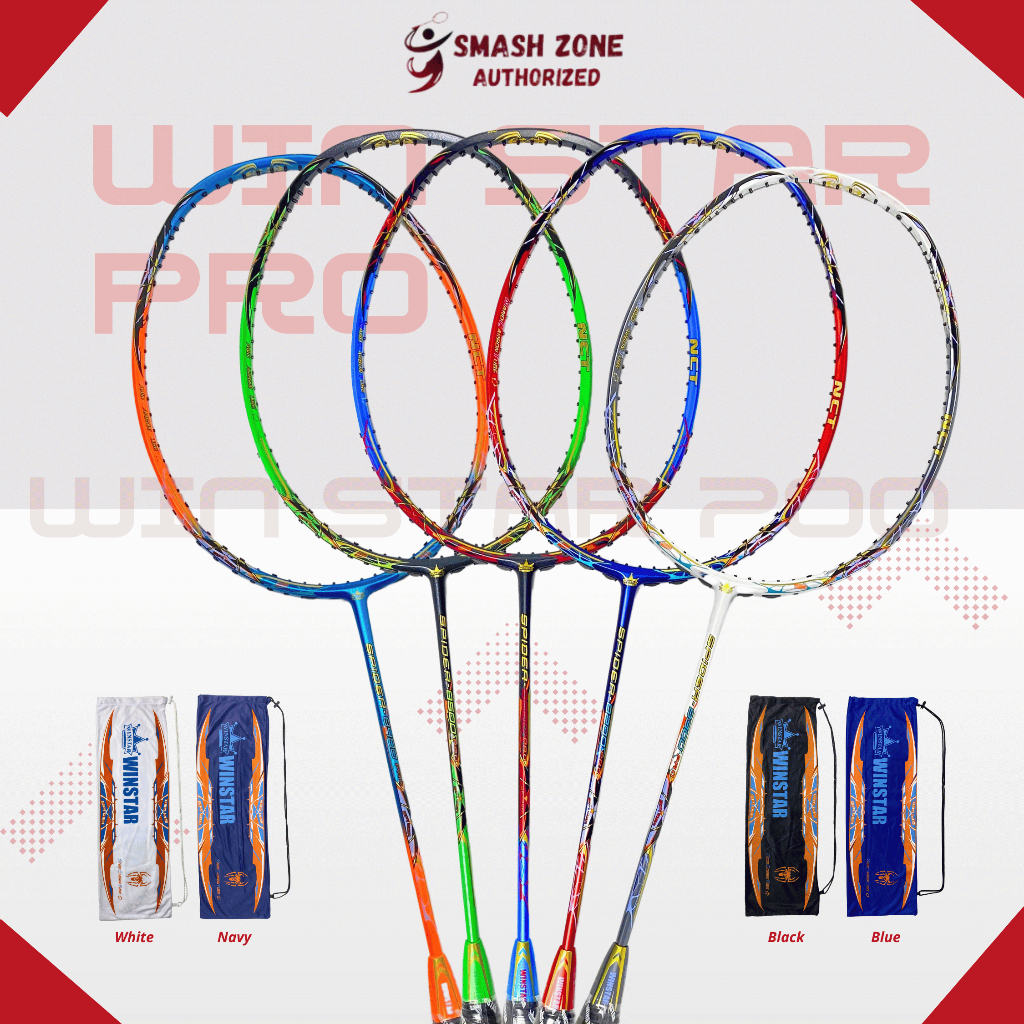 Raket Badminton WINSTAR SPIDER PRO Bahan Full Serat Carbon Kualitas Terbaik Free Bag Bulutangkis