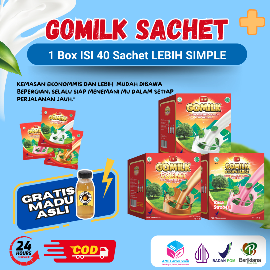 

[ 1 BOX ISI 40 SACHET LEBIH SIMPLE ] [ BISA COD - GRATIS MADU ] SUSU KAMBING ETAWA PLUS HERBAL