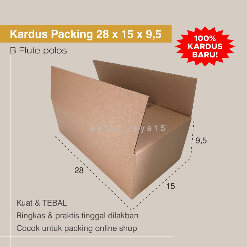 

KARDUS 28x15x9,5 BARU BOX KARTON B-FLUTE POLOS PACKING OLSHOP