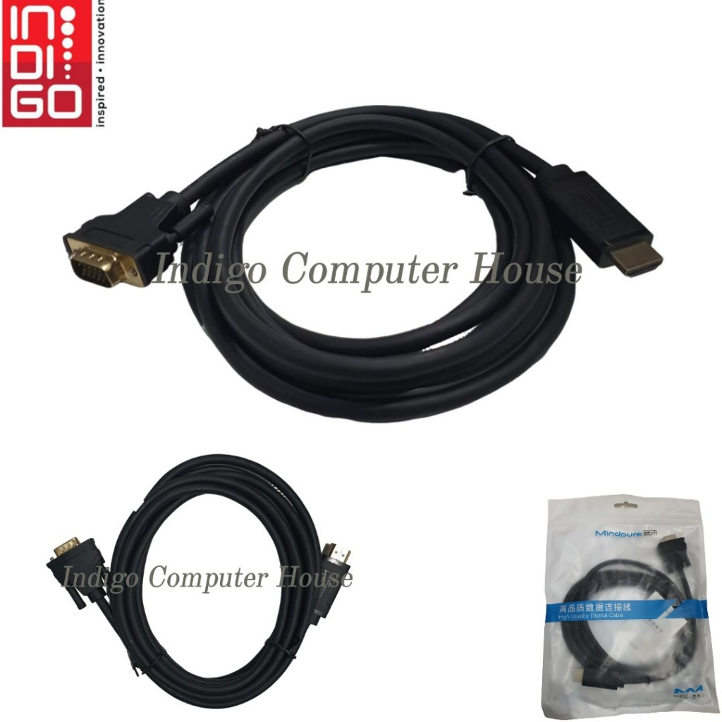 MINDPURE AD037 (HDMI TO VGA CABLE 3M) / Mindpure AD037 HDMI Male to VGA male Kabel Converter 3m