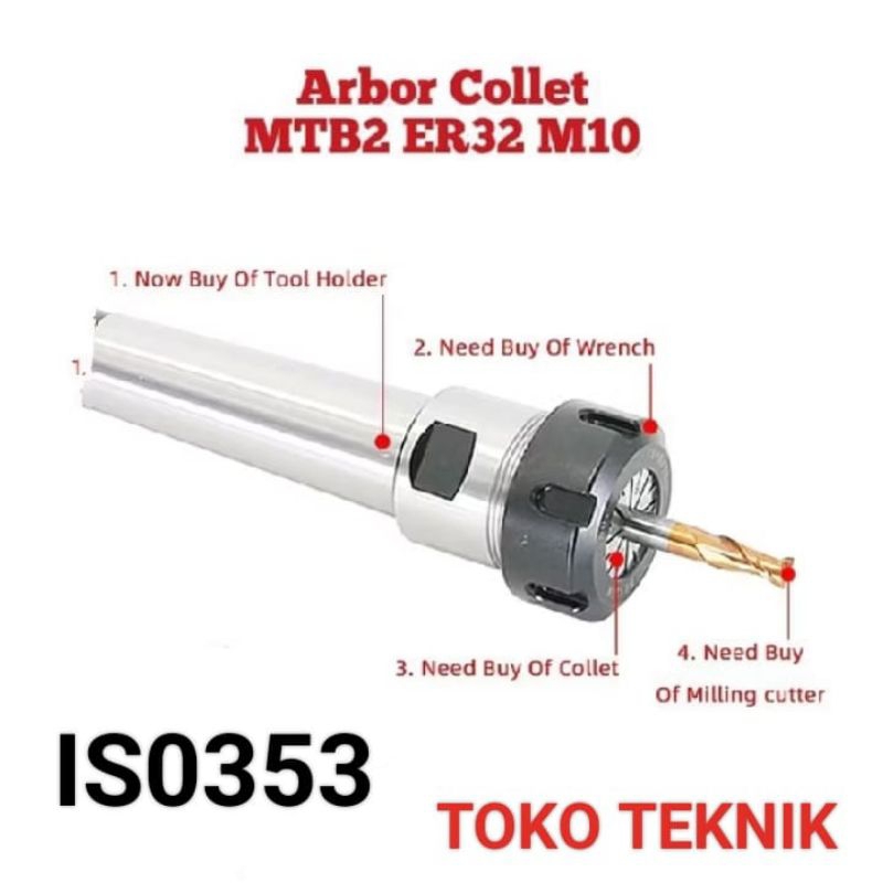 Arbor collet MTB2 ER32 drat atas M10 Arbor Milling Arbor bor frais