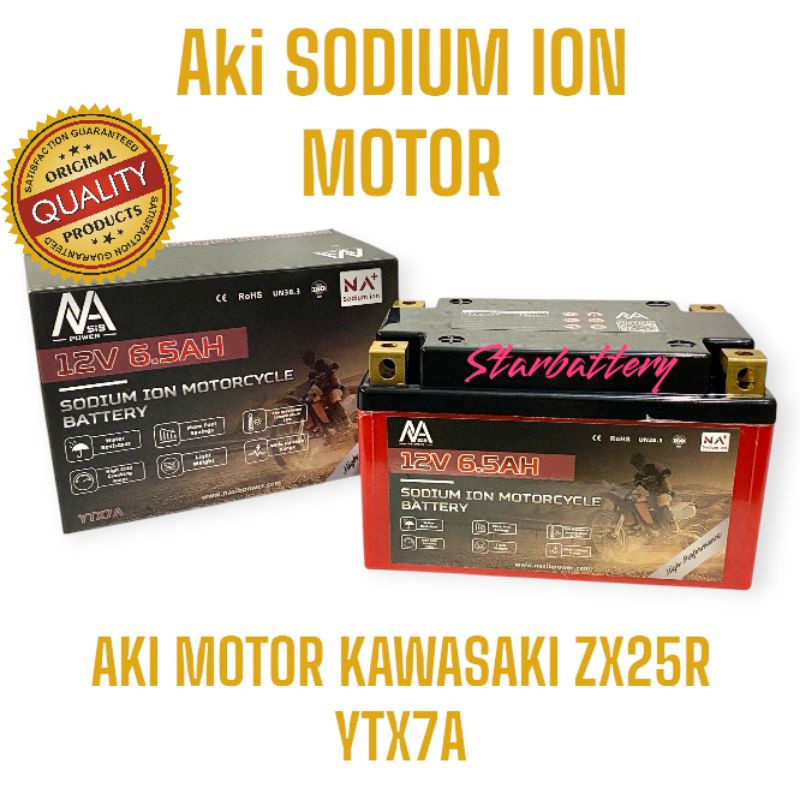AKI MOTOR KAWASAKI ZX25R AKI SODIUM ION NATRIUM ION YTX7A AKI MOTOR KAWASAKI NINJA 250