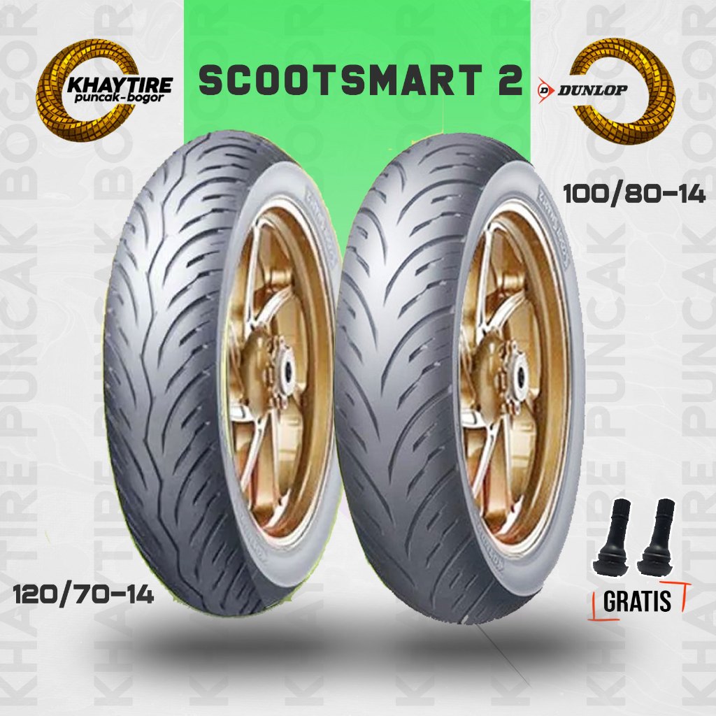 Paket Ban Motor HONDA PCX DUNLOP SCOOTSMART2 100/80 - 120/70 Ring 14