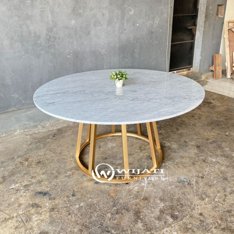 Meja Makan Marmer Asli Bulat Minimalis Marmer Carrara